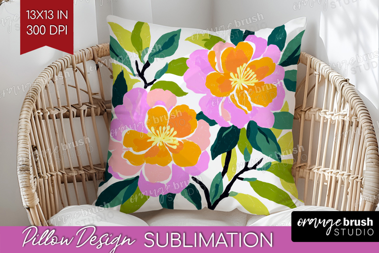 Camellia Modern Floral Pillow Sublimation Sping Flower Cover