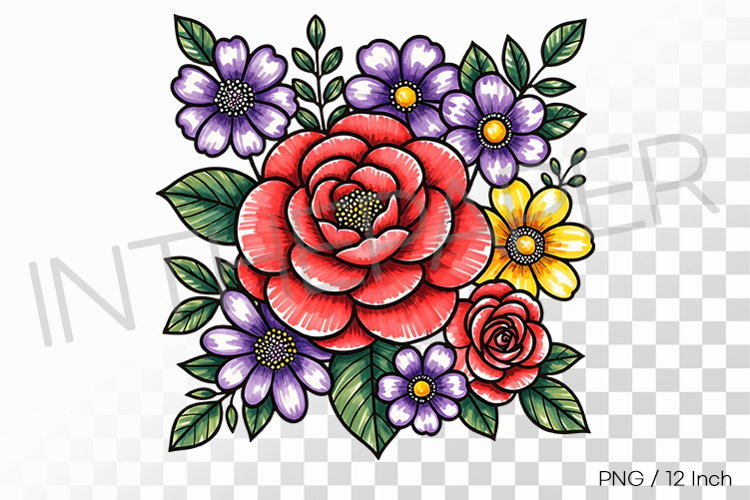 Flower Drawing Png Image 14
