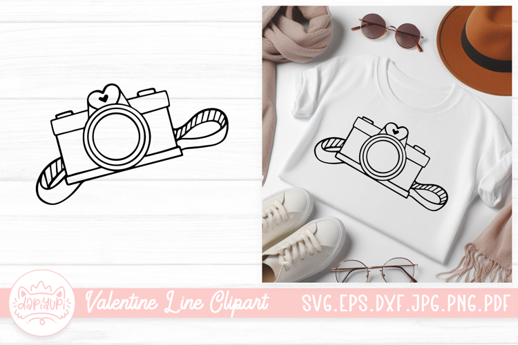 Camera Outline SVG Element For Valentines Day Clipart