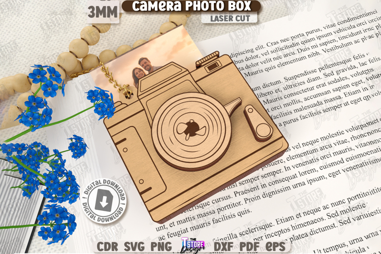 3D Camera Shaped Photo Box Laser Cut | Layered Photo Camera