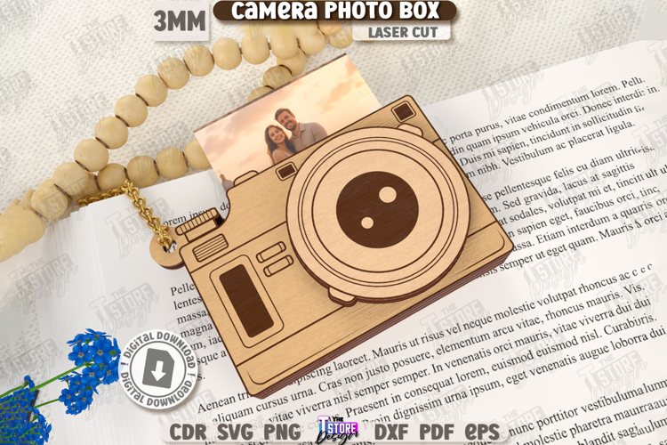 3D Camera Shaped Photo Box Laser Cut | Layered Photo Camera
