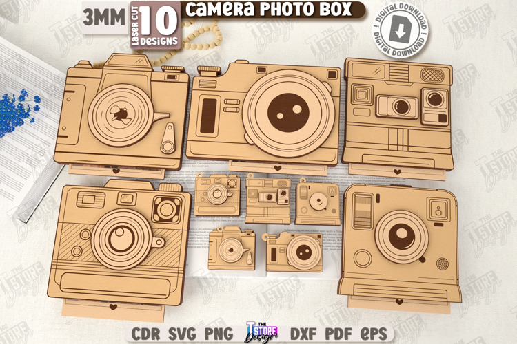 3D Camera Photo Boxes Laser Cut Bundle|Layered Photo Camera