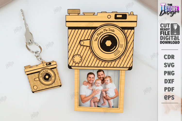 Retro Camera Photo Frame Laser Cut | Vintage Polaroid Style