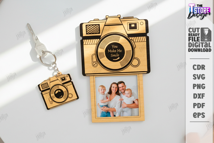 Retro Camera Photo Frame Laser Cut | Vintage Polaroid Style
