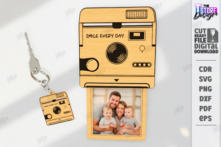 Retro Camera Photo Frame Laser Cut | Vintage Polaroid Style