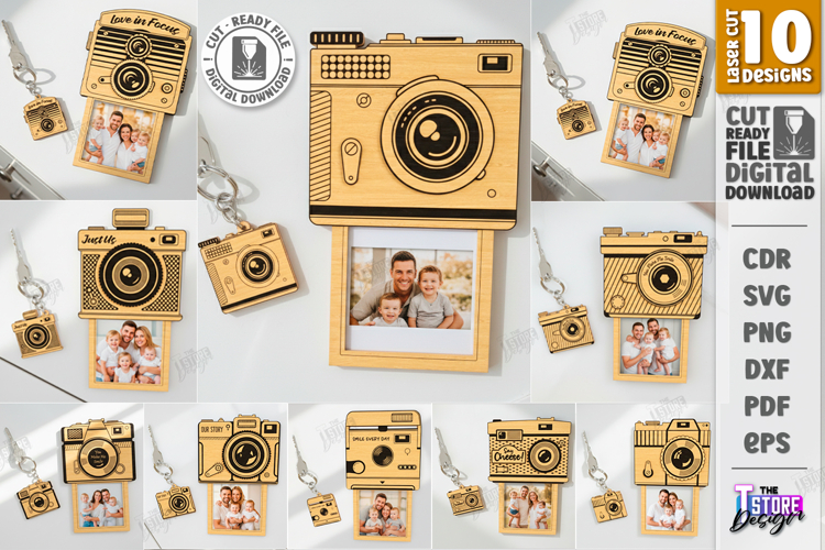 Camera Photo Frame Laser Cut Bundle | Vintage Polaroid Style