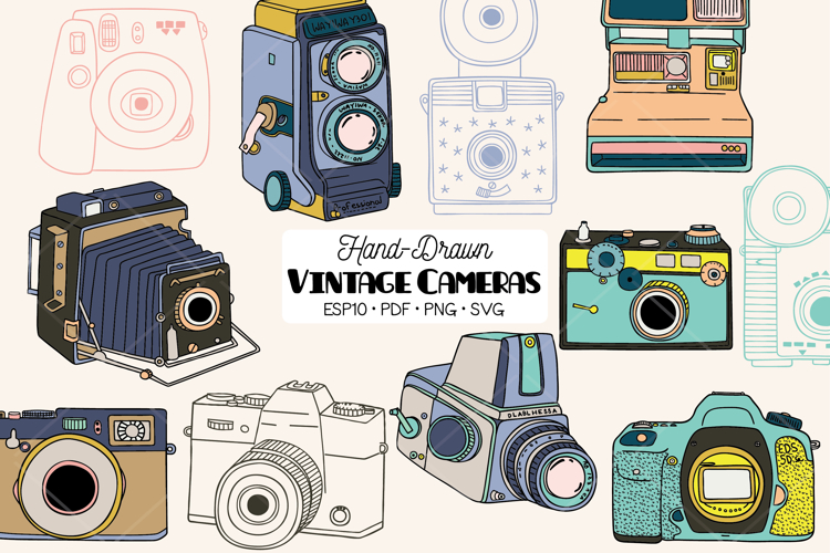 Vintage Cameras Color | Hand Drawn Polaroid Picture | Video