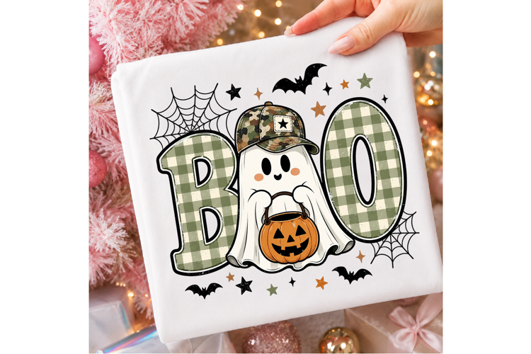 Camo Ghost Boo Halloween Pumpkin PNG