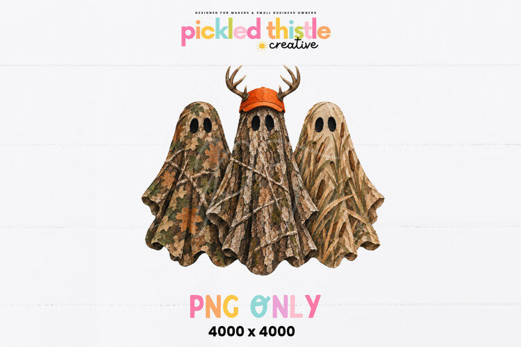 Hunting Ghost PNG, Camo Halloween Ghost Trio example image 1
