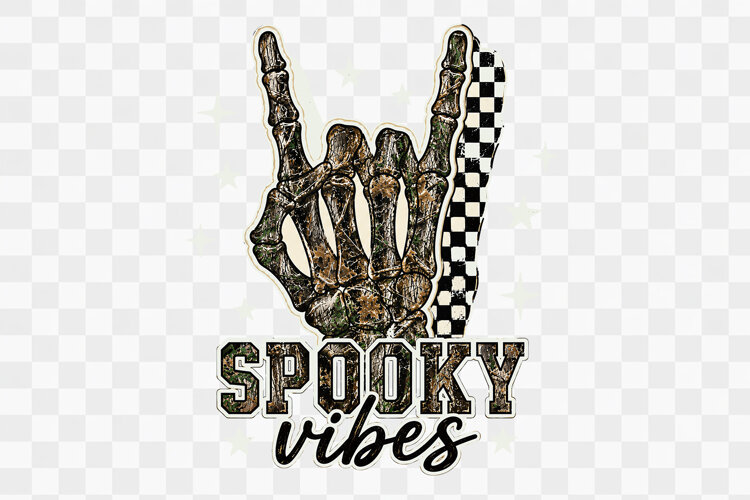 Camo Halloween Retro Spooky Vibe Skeleton PNG Design example image 1