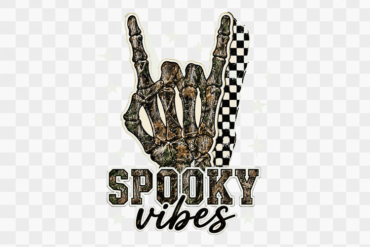Camo Halloween Retro Spooky Vibe Skeleton PNG Design