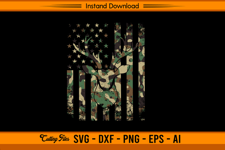 Camo Deer Flag SVG Design for Patriotic Hunters