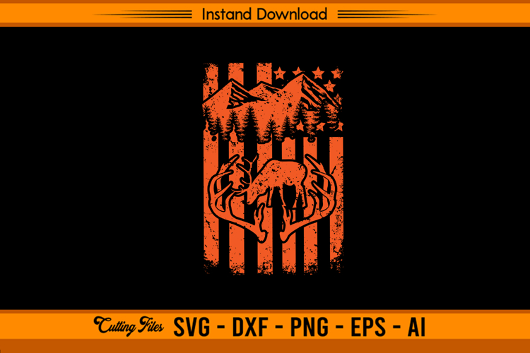 Deer Flag Hunting SVG for Outdoor Patriotic Hunters