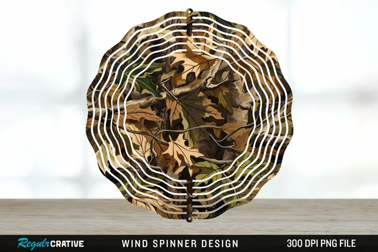 Camo Wind Spinner Sublimation Design PNG