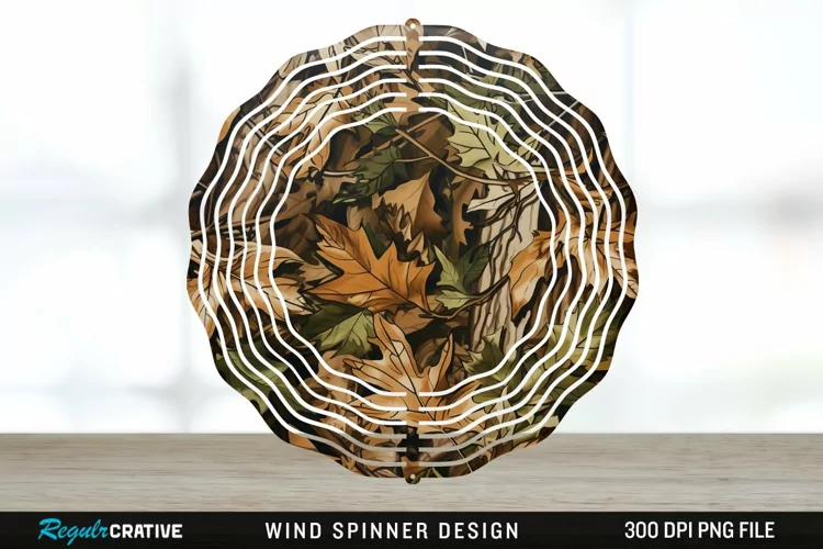 Camo Wind Spinner Sublimation Design PNG