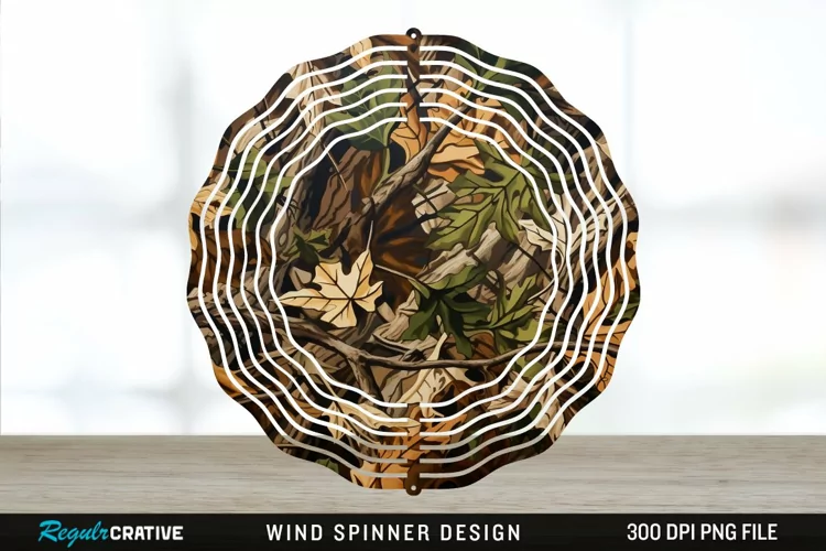 Camo Wind Spinner Sublimation Design PNG