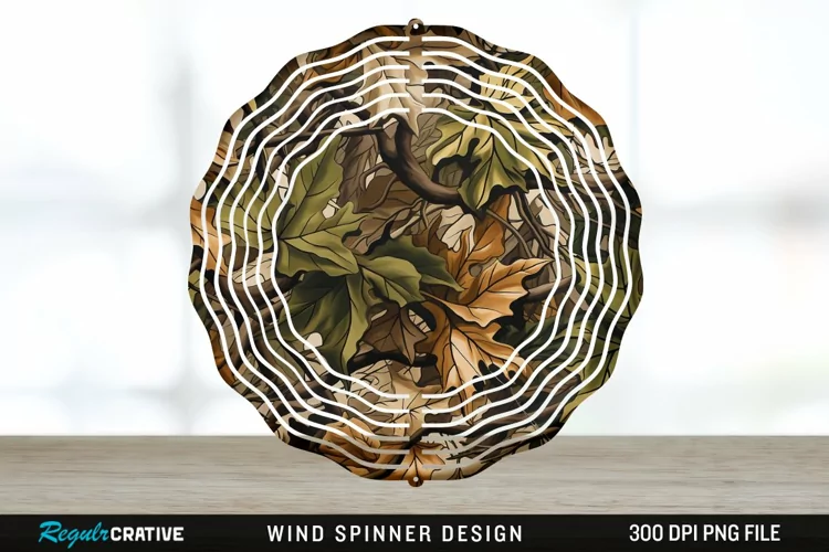 Camo Wind Spinner Sublimation Design PNG