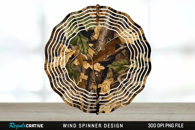 Camo Wind Spinner Sublimation Design PNG
