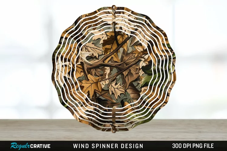 Camo Wind Spinner Sublimation Design PNG