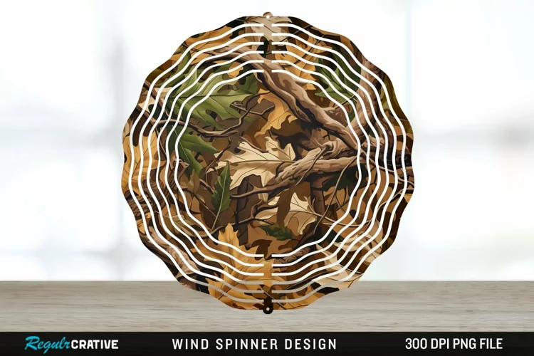 Camo Wind Spinner Sublimation Design PNG
