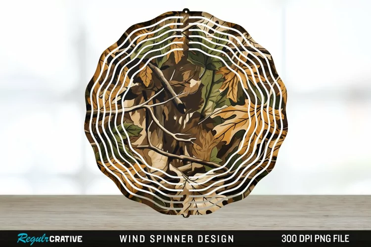 Camo Wind Spinner Sublimation Design PNG