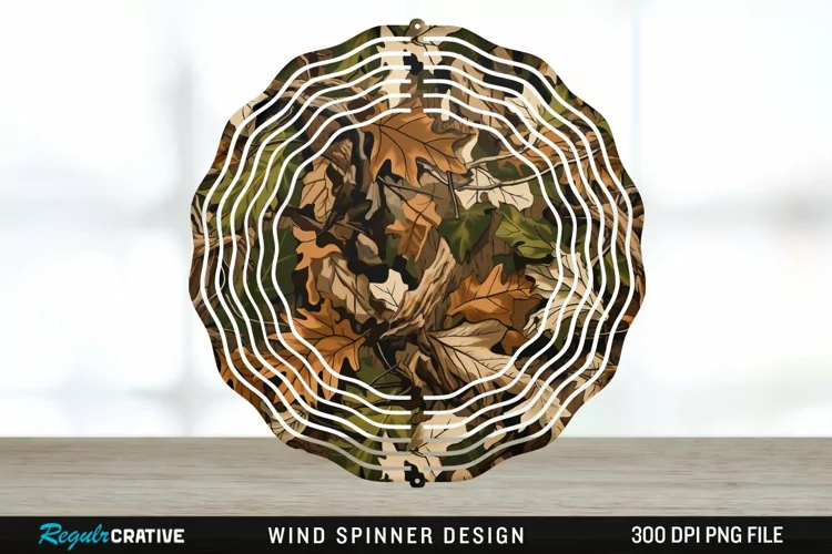 Camo Wind Spinner Sublimation Design PNG