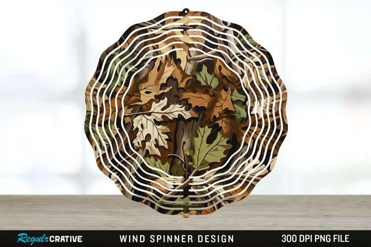 Camo Wind Spinner Sublimation Design PNG