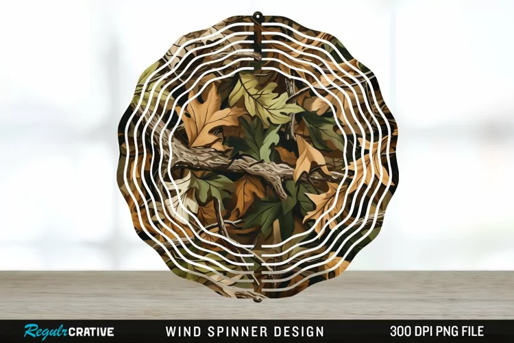 Camo Wind Spinner Sublimation Design PNG