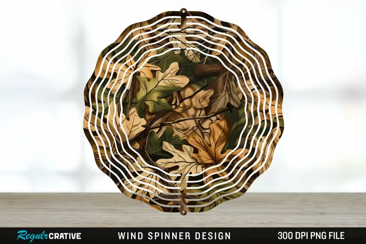 Camo Wind Spinner Sublimation Design PNG