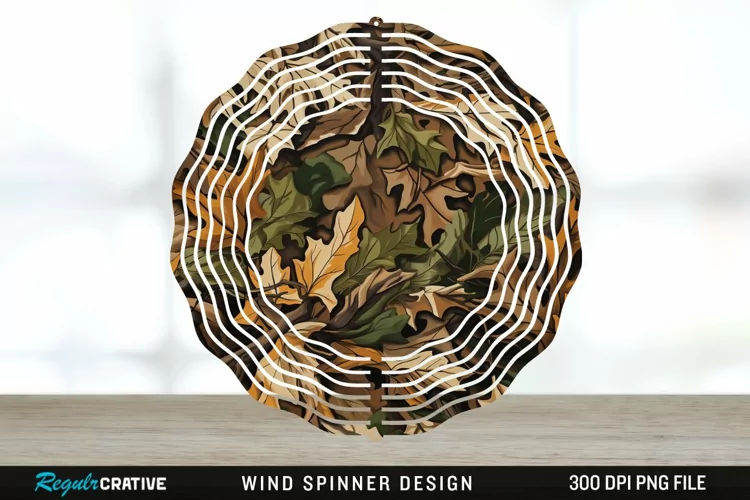 Camo Wind Spinner Sublimation Design PNG