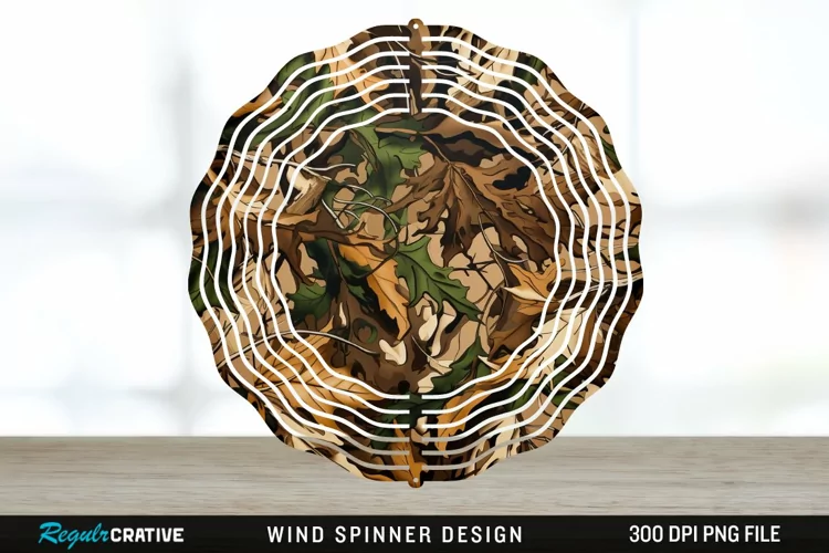 Camo Wind Spinner Sublimation Design PNG