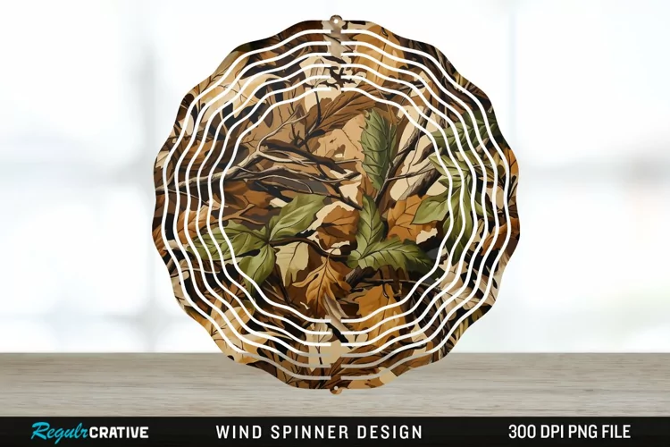 Camo Wind Spinner Sublimation Design PNG