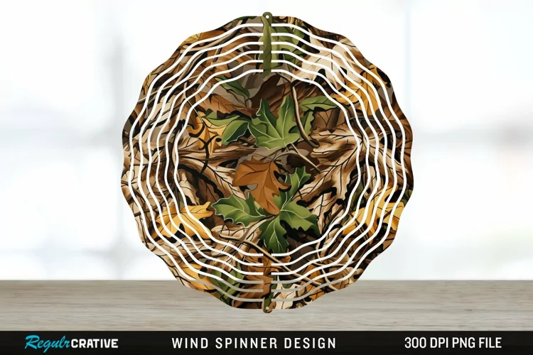 Camo Wind Spinner Sublimation Design PNG