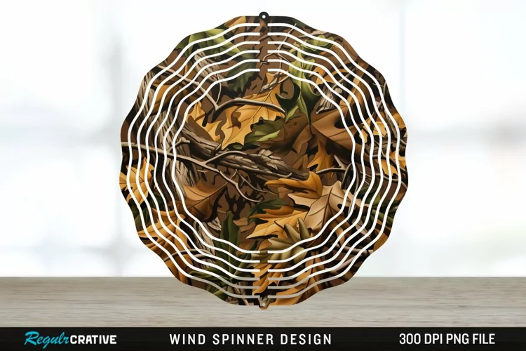 Camo Wind Spinner Sublimation Design PNG