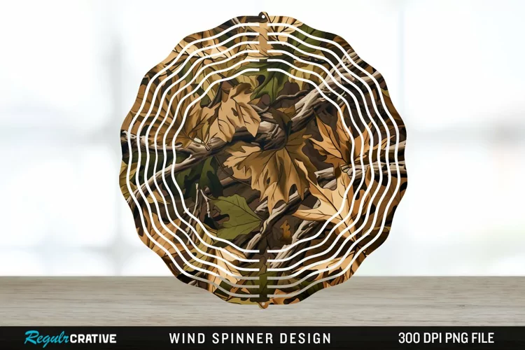 Camo Wind Spinner Sublimation Design PNG