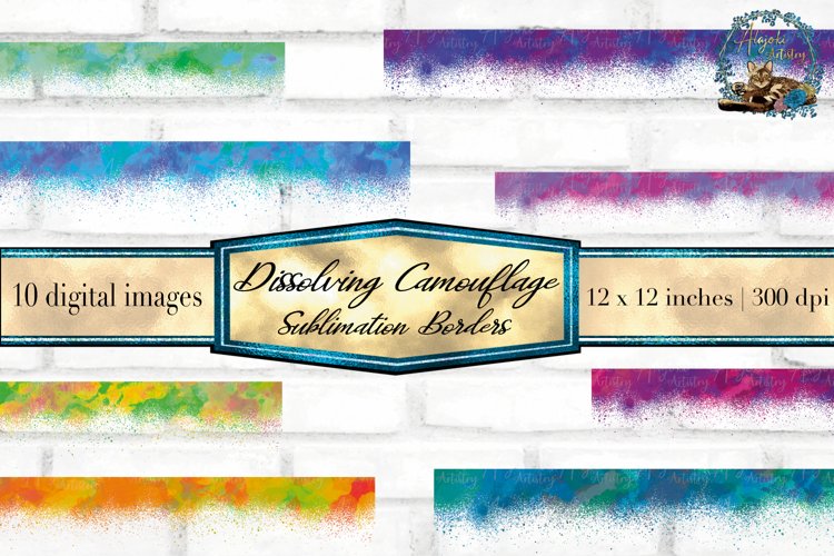 These are dissolving sublimation edge borders that have camouflage textures. They can be used in all your digital and printable projects including printable vinyl and sublimation blank or waterslide decal craft projects.