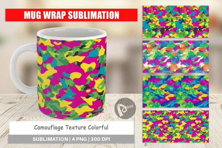 Mug Wrap Design Camouflage Colorful