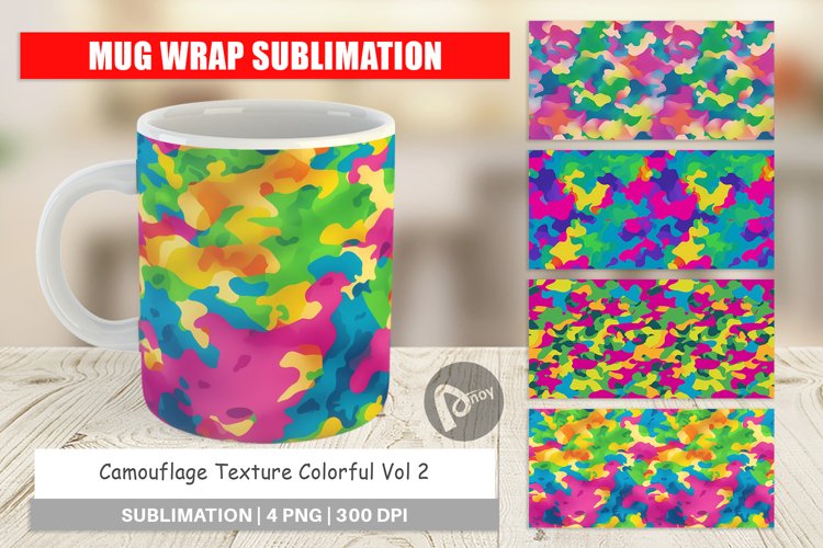 Mug Wrap Design Camouflage Colorful