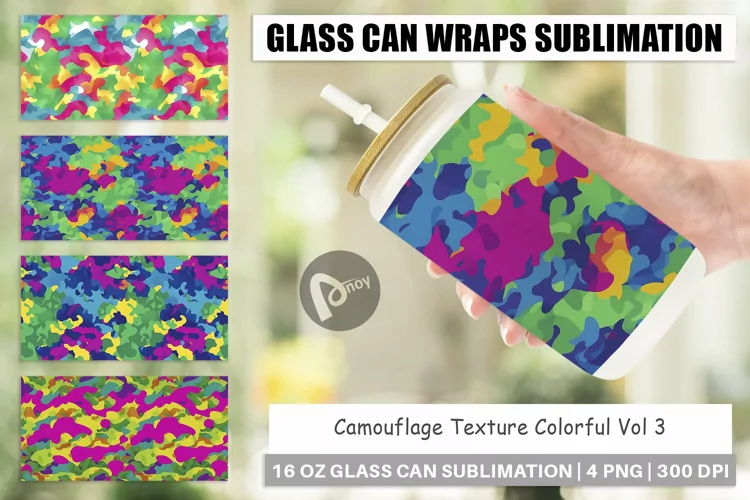 Glass Can Wraps Camouflage Colorful
