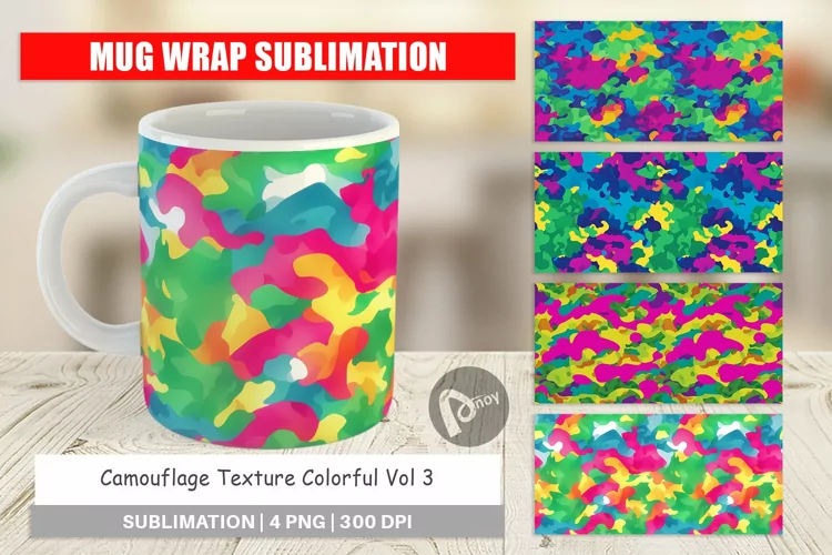 Mug Wrap Design Camouflage Colorful
