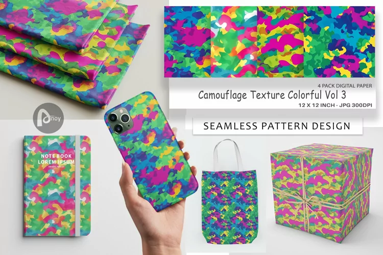 Digital Paper Camouflage Colorful