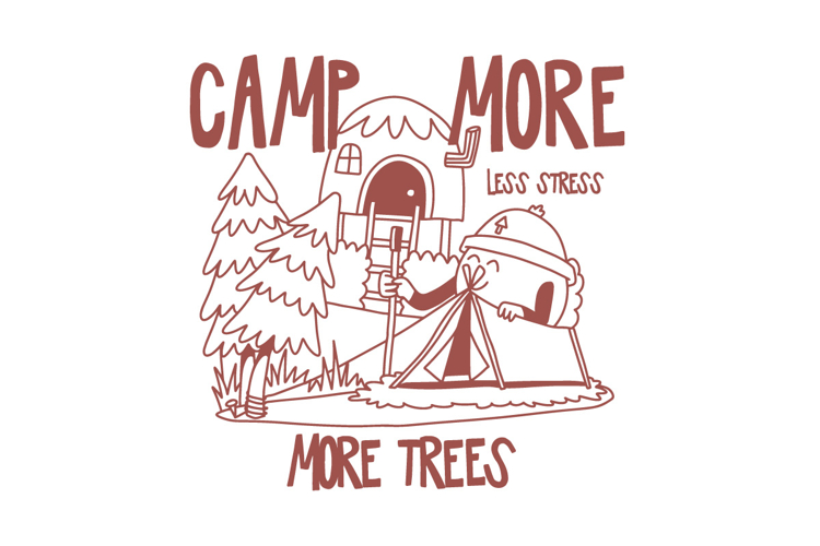 Vintage Summer Camping Cartoon T shirt Design