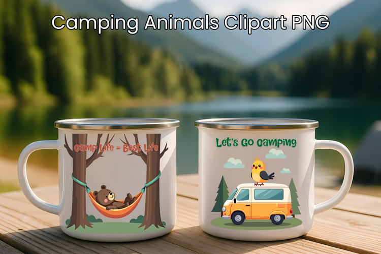 Cute Camping Animals Clipart PNG | Funny Camp Quotes PNG