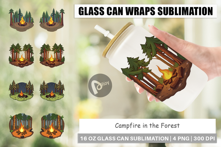 Glass Can Forest Campfire