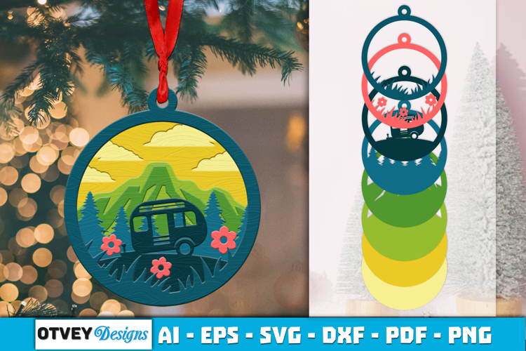Camping 3D Ornament Layered Lasercut