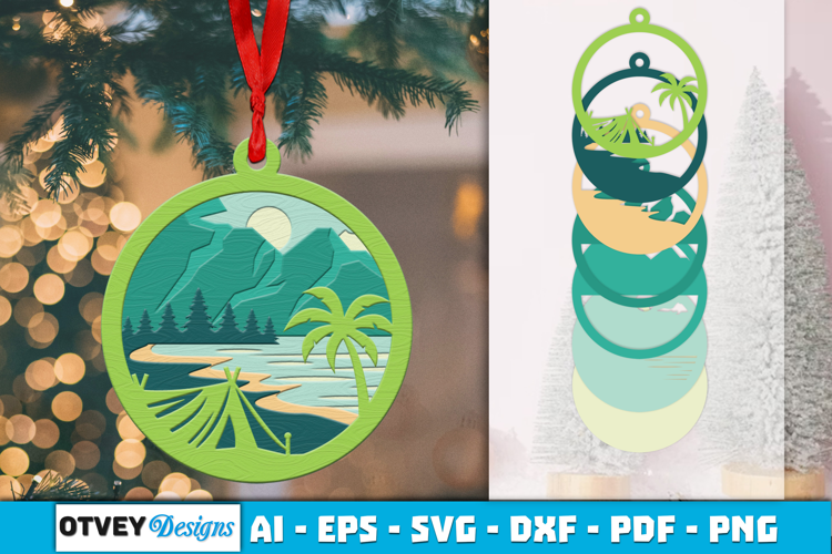 Camping 3D Ornament Layered Lasercut