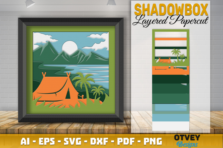 Camping 3D Shadowbox Layered Papercut SVG File
