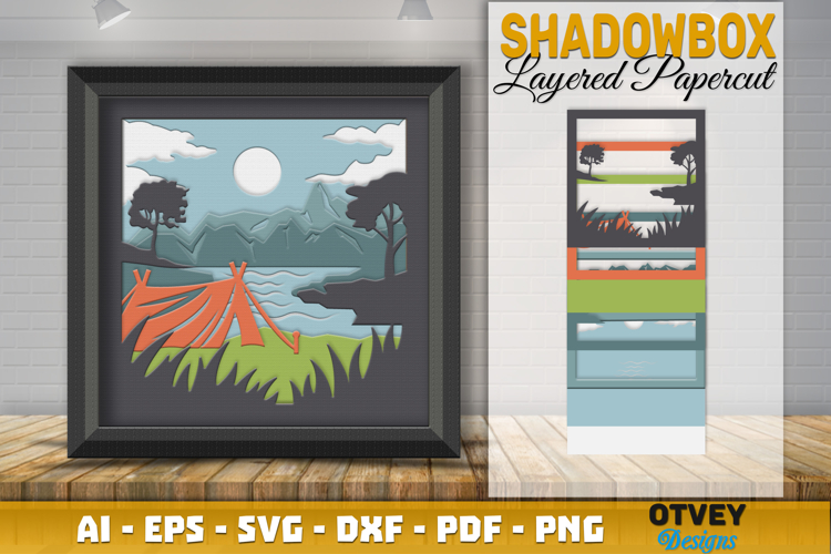 Camping 3D Shadowbox Layered Papercut SVG File