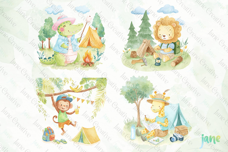Watercolor Safari Animals Clipart Image 4