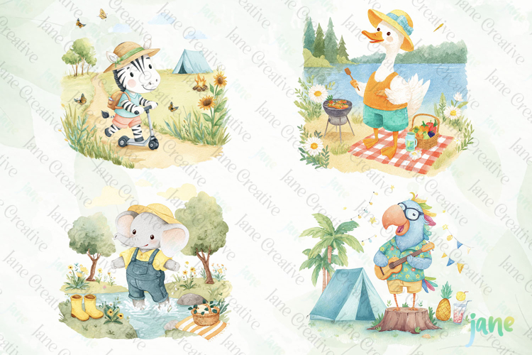 Camping Adventure Animals Clipart example image 1